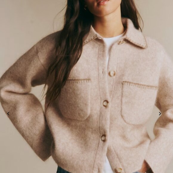 NWT Sezane Veste Lucien Sweater Size Medium Color: Taupe - Picture 3 of 4